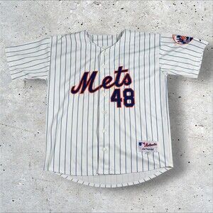 Majestic Authentic Jacob DeGrom New York Mets Pinstripe Baseball Jersey Sz 44
